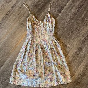 Metallic floral mini dress M